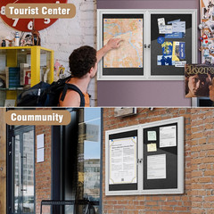 48″X34″ Enclosed Bulletin Board, Outdoor Lockable Weather-Resistant Aluminum Cor