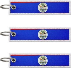 3 Pcs Belize Belizean Country Flag Keychain,Woven label Key Chains for Car