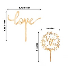 2 Natural Wooden Love and Mr & Mrs Wedding CAKE TOPPERS Party Events Decorations