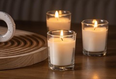 Housecret 24 Pack Warm White Unscented Clear Glass Filled Votive Candles. Hand