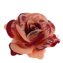 CraftbuddyUS 10 x 75mm 3D Vintage Lace & Fabric Rose Flowers for Wedding Decorat