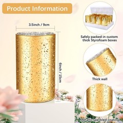 12 Pcs Gold Cylinder Vases for Centerpieces, 6 As Pictures Shown 6 x 3.5 Inch