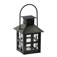 Mini Lantern Tea Light Holder Black Metal Glass 7in x 3in Wedding Decor