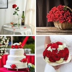 10Pcs Artificial Roses Flowers, Realistic Blossom Roses, Real Touch Silk Red