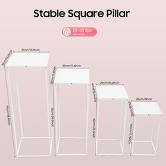 4pcs Metal Flower Stand Square Column Stand Wedding Banquet Hall Party Decor New