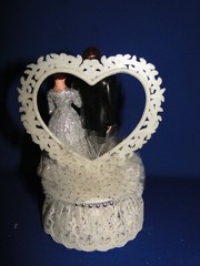 New 25th Wedding Anniversary Couple Caketopper with Bride & Groom in Silver #29
