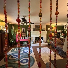Bohemian Hippy Beaded Curtain Doorways,glass Beads Red 35”wide