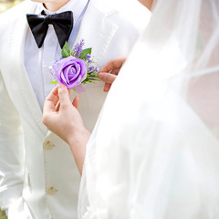 Purple Corsage and Boutonniere Set for Wedding Prom, Artificial Flower Wrist …