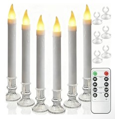 NEW 6pc Window Candles – 9.3in Flameless Tapers W/Remote Timer (See Notes)