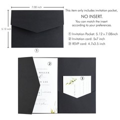 FEIYI 20 PCS Black Tri-fold Laser Cut Wedding 5.12 x 7.1 inches,