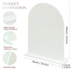 8×10 Inch Arch Acrylic Sign with Stand | 5 Pack Blank 8×10 Inch (5pcs) White