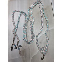 Pastel Handfasting Cord Braided Ribbon Lace Rose Quartz Pentacle Charms 53in D1