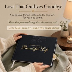 Only Zest Funeral Guest Book for Memorial Service Black