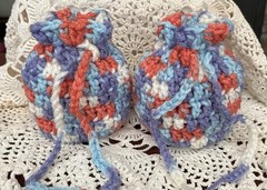2 Crochet Drawstring Bags Wedding Party Favor Pouch Jewelry Gift Coin Dice Bags