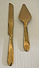 Wedding Two-Piece Gold Knife and Server Cutting Set New