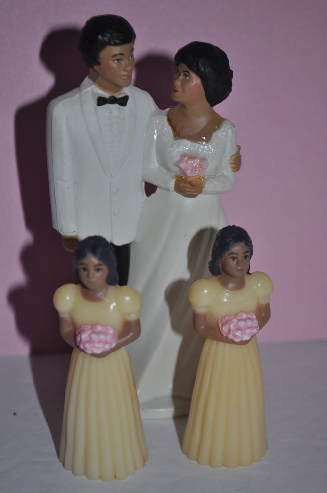 Vintage Coast Novelty Bride & Groom Wedding Cake Topper 1984 *REPAIRED*