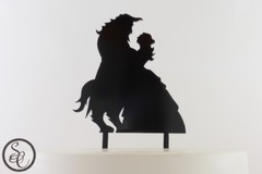 Beauty and the Beast Bride & Groom Silhouette Wedding Cake Topper (Black)