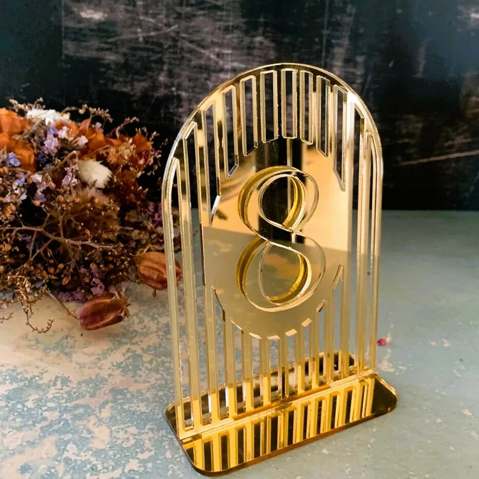 Wedding Arch Table Numbers Acrylic 3D Gold Mirror Table Signs Party Event Decor