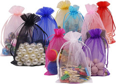 100pcs Multi-Colored Organza Bags,4 x 6 inches Christmas Wedding Favors Gift Dra