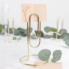 GOLD 5 Sign Holders 5″ Paperclip Metal Table Number STANDS Party Decorations