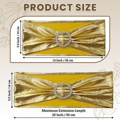 Mds Pack Of 100 Spandex Foil Chair Sashes Bow Universal Fits Elastic Stretch