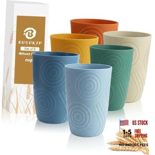 Wheat Straw Cups 16 OZ, Plastic Drinking Glasses, Drinking 16 oz Multicolor