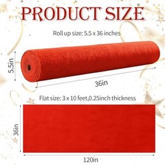 900 GSM Extra Thick 3×10 ft Red Carpet Runner for Partys, Polyester Aisle Rug