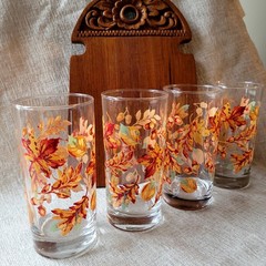 Royal Norfolk Libbey Fall Autumn Leaves 16oz Glasses – Set of 4