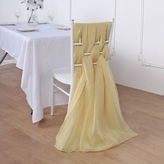 10 Champagne Premium Chiffon Wide CHAIR SASHES Wedding Reception Decorations