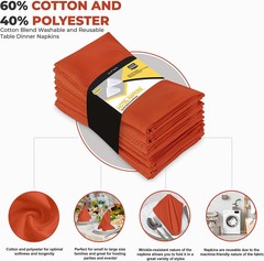 Pack of 12 Cotton Dinner Napkins Hotel Quality 18×18″ Utopia Kitchen