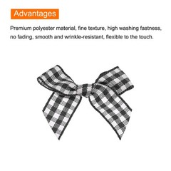 10Pcs Mini Gingham Ribbon Bow 1.5″ Checkered Fabric Satin Black and White