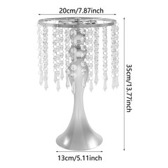 Set Of 10 Silver Tabletop Flower Stands 13.8 in Acrylic Crystal