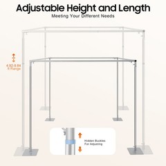 10FT Adjustable 4 Post Height Canopy Mandap Hardware Kit Wedding Party Stand