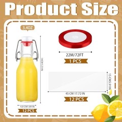 Sets Swing Top Glass Bottles Bulk with Lid Bag and Ribbon Clear Flip 3.4 oz 12