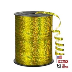 Premium Curling Shiny Ribbon, 1/5″ Wide x 500 1/5″ x 500 Yards Gold Shiny
