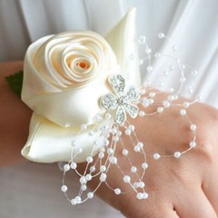 Hand Flower Bracelet Corsage Bridesmaid Wedding Prom Band Wrist Party Decor