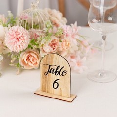 NATURAL 20 Rustic 4.5″ Wooden Arch TABLE NUMBERS 1-20 Set Removable Base Party
