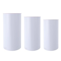 Wedding Pedestal Cylinder Stands Set of 3 White Acrylic Party Decor PVC Event