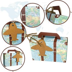 50Pcs Party Favor Candy Box, World Map Mini Suitcase Favor Box, Vintage Kraft…