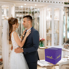 Purple Card Box, Wedding Party Card Storage Box, Used for Birthday, Baby or Brid