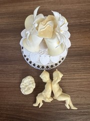 Vintage 1950s Plastic Wedding Cake Topper – Cherubs & Bells MCM (Project/Repair)