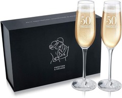 50th Anniversary Champagne Flutes for 2 Count (Pack of 1),