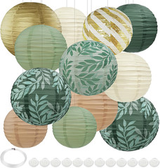 Sage Green Back to School Hanging Paper Lanterns Decorative, 12PCS Sage Green an