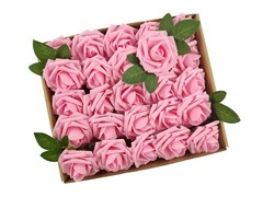 US 25/50pcs Artificial Flowers Real Looking Foam Rose Decoration DIY for Wedding