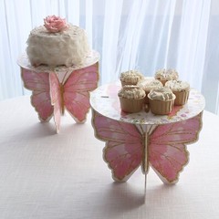 2 WHITE PINK Glitter Butterfly CAKE STANDS Wedding Party Events Home Decorations