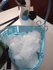 wedding: 2 flower girls baskets with Sola wooden sunflowers & roses.plus 2 packs