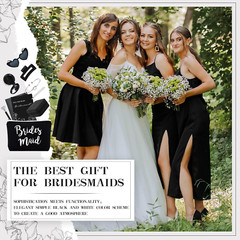 Bridesmaid Proposal Gift Set – 6 Pcs Glass Cups, Jewelry Box & Makeup Bag