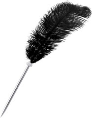 Elegant Black Feather Ballpoint Pen for Wedding Signing – Lightweight & Stylish