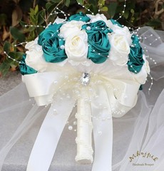 Wedding Rose Bouquet – Silk Flowers & Rhinestones