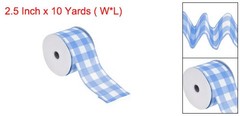2.5 Inch x 10 Yards Plaid Check Ribbon Blue Gingham Ribbon